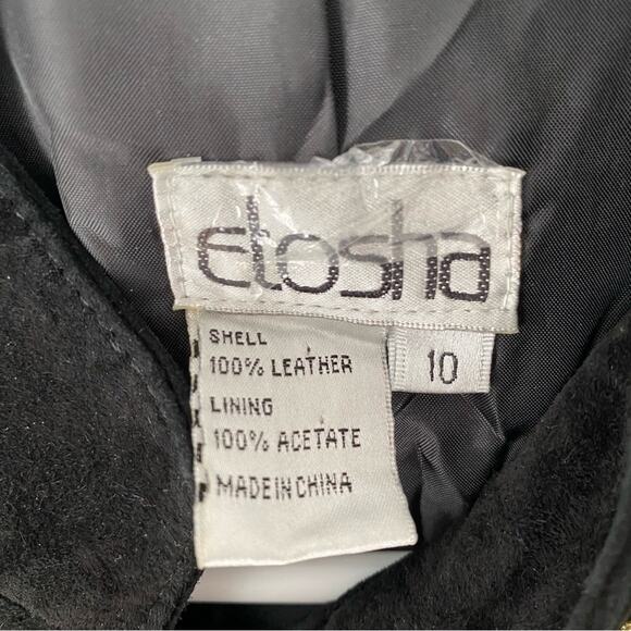 Etosha Vintage Black Suede Military Jacket Gold Embroidery Scroll Detail size 10 - Picture 8 of 8